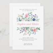 Romantic Modern Wildbloemen Eenvoudig Wit Wedden Kaart (Voorkant / Achterkant)