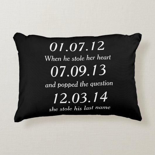Romantic Moments Personalized Dates Custom Wedding Decoratief Kussen (Voorkant)