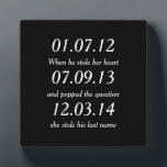 Romantic Moments Personalized Dates Custom Wedding Fotoplaat<br><div class="desc">Romantic Moments Personalized Dates Custom Wedding</div>