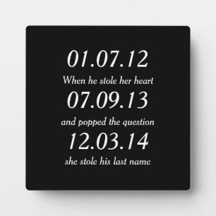 Romantic Moments Personalized Dates Custom Wedding Fotoplaat
