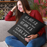 Romantic Moments Personalized Dates Custom Wedding Kussen<br><div class="desc">Perfect cadeau voor pas gehuwde paren. Pas deze aan met uw gedenkwaardige momenten en uw favoriete achtergrondkleur.</div>
