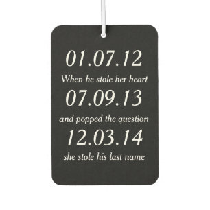 Romantic Moments Personalized Dates Custom Wedding Luchtverfrisser