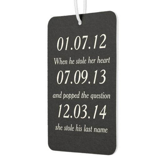 Romantic Moments Personalized Dates Custom Wedding Luchtverfrisser (Links)
