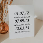 Romantic Moments Personalized Dates Custom Wedding Reclamebord Met Voetstuk<br><div class="desc">Personaliseer het met uw favoriete datums en momenten.</div>