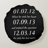 Romantic Moments Personalized Dates Custom Wedding Rond Kussen (Achterkant)