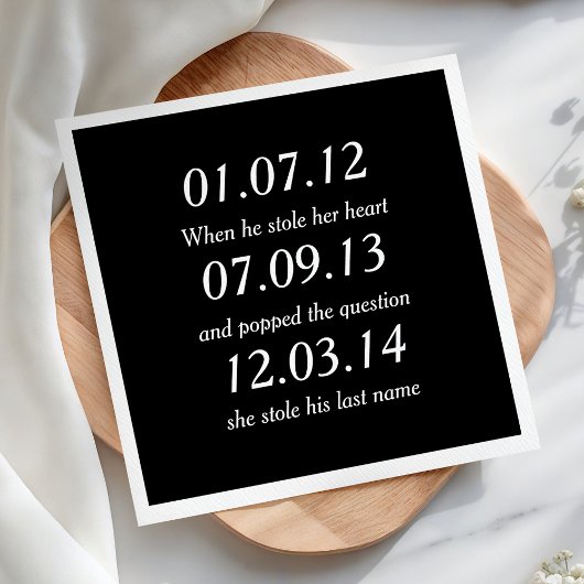 Romantic Moments Personalized Dates Custom Wedding Servetten