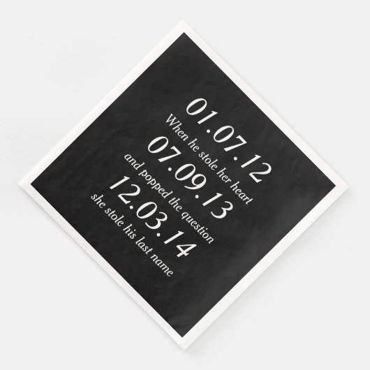 Romantic Moments Personalized Dates Custom Wedding Servetten (Hoek)