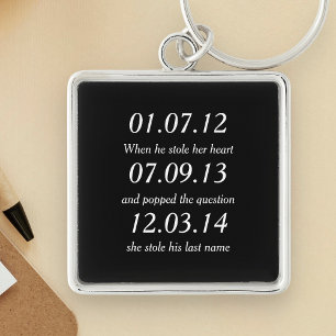Romantic Moments Personalized Dates Custom Wedding Sleutelhanger