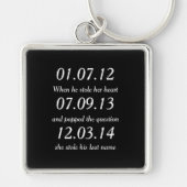 Romantic Moments Personalized Dates Custom Wedding Sleutelhanger (Voorkant)
