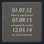 Romantic Moments Personalized Dates Custom Wedding Stenen Onderzetter<br><div class="desc">Romantic Moments Personalized Dates Custom Wedding</div>
