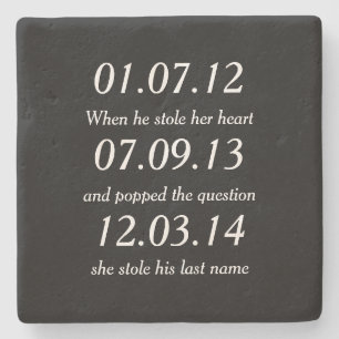 Romantic Moments Personalized Dates Custom Wedding Stenen Onderzetter