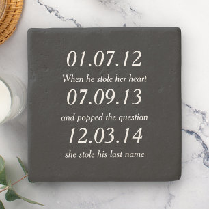 Romantic Moments Personalized Dates Custom Wedding Stenen Onderzetter