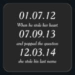 Romantic Moments Personalized Dates Custom Wedding Vierkante Sticker<br><div class="desc">Romantic Moments Personalized Dates Custom Wedding</div>