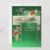 ROMANTİC MONOGRAM/POPPIËN, rode, groene jade Kaart (Achterkant)