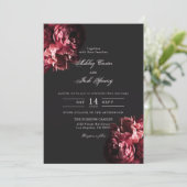 Romantic Moody Gothic Dark Floral Wedding Kaart (Staand voorkant)
