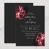 Romantic Moody Gothic Dark Floral Wedding Kaart (Voorkant / Achterkant)
