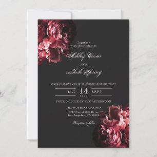 Romantic Moody Gothic Dark Floral Wedding Kaart