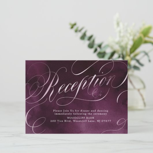 Romantic Moody plum calligrafie bruiloft Kaart (Staand voorkant)