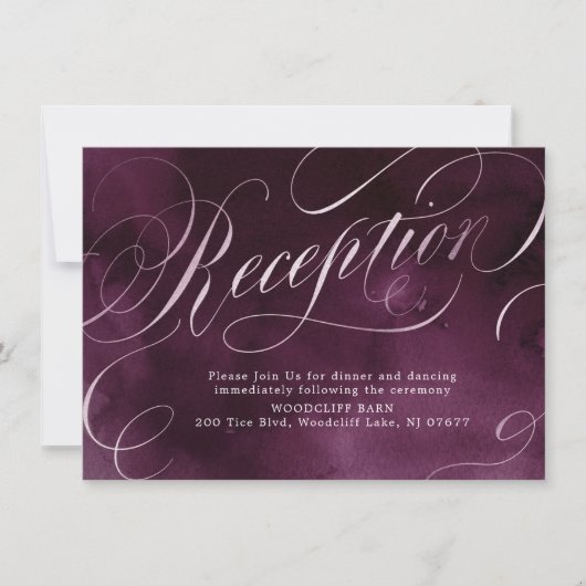 Romantic Moody plum calligrafie bruiloft Kaart (Voorkant)