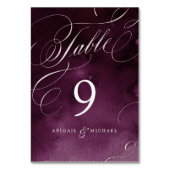 Romantic moody plum calligraphy vintage bruiloft kaart (Achterkant)