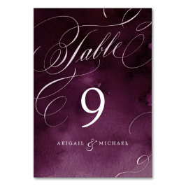 Romantic moody plum calligraphy vintage bruiloft kaart