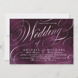 Romantic Moody plum calligraphy vintage bruiloft Kaart