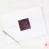 Romantic moody plum calligraphy vintage bruiloft vierkante sticker (Envelop)