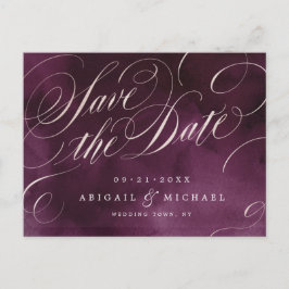 Romantic Moody plum kalligrafie bespaart de datum Aankondigingskaart