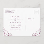 Romantic Moody plum kalligrafie bespaart de datum Aankondigingskaart (Achterkant)