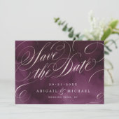 Romantic Moody plum kalligrafie bespaart de datum Save The Date (Staand voorkant)