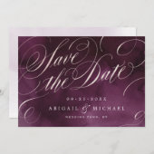 Romantic Moody plum kalligrafie bespaart de datum Save The Date (Voorkant / Achterkant)