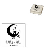 Romantic Moon Funny Kittens Couple Rubberstempel (Gestempeld)
