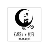 Romantic Moon Funny Kittens Couple Rubberstempel (Afrduk)