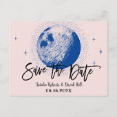 Romantic Moon & Stars Pink Wedding Save the Date Aankondigingskaart (Voorkant)
