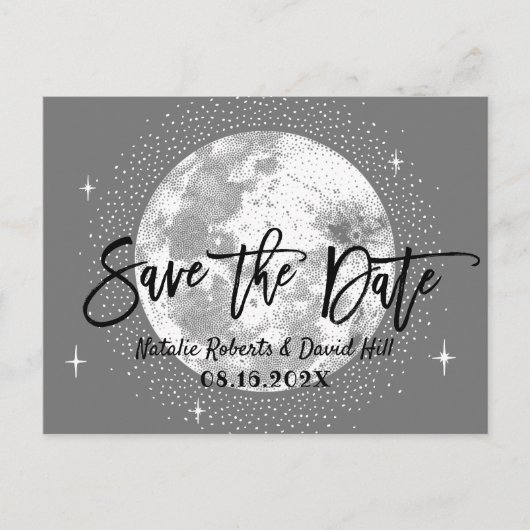 Romantic Moon & Stars Wedding Save the Date Aankondigingskaart (Voorkant)