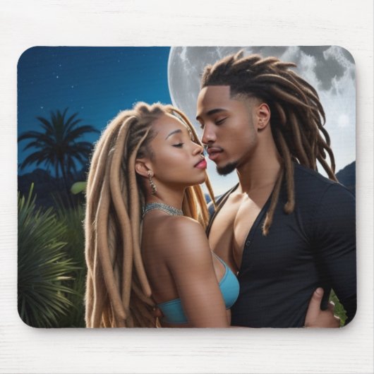 Romantic Moonlight Couple Art Mousepad Muismat (Voorkant)