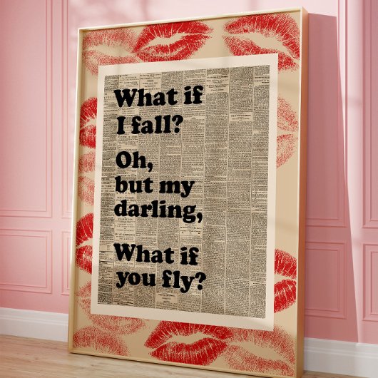 Romantic Motivational Quote Newspaper Wall Art  Poster