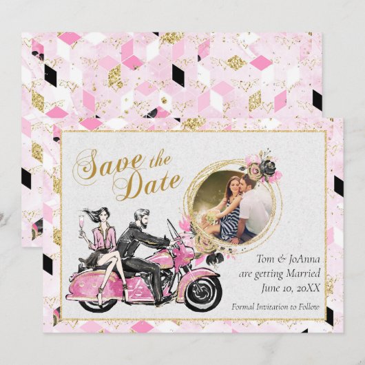 Romantic Motorcycle Save the Date (Voorkant / Achterkant)