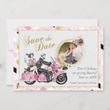 Romantic Motorcycle Save the Date
