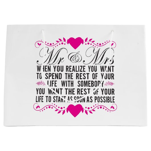 Romantic Mr. en Mrs. word art Wedding Groot Cadeauzakje (Voorkant)