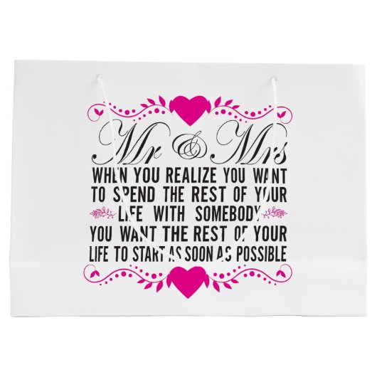 Romantic Mr. en Mrs. word art Wedding Groot Cadeauzakje (Achterkant)