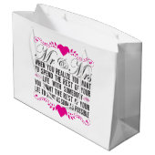 Romantic Mr. en Mrs. word art Wedding Groot Cadeauzakje (Achterkant Gekanteld)