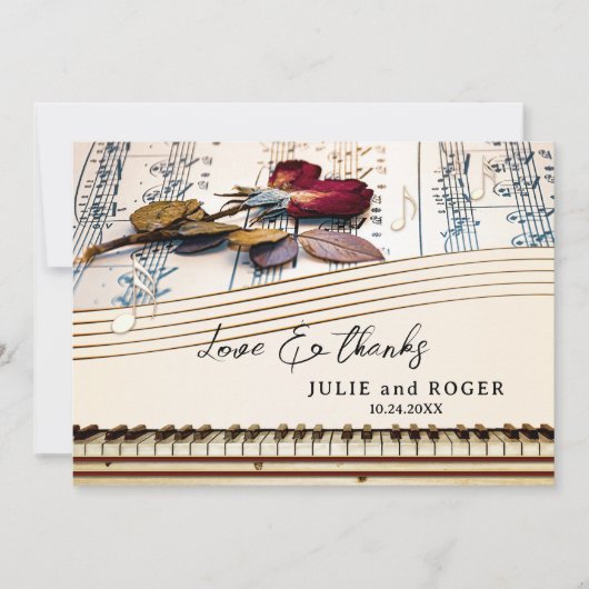 Romantic Music Custom Photo Weddenschap Hartelijk Bedankkaart (Voorkant)