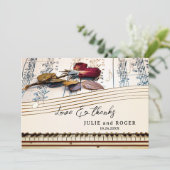 Romantic Music Custom Photo Weddenschap Hartelijk Bedankkaart (Staand voorkant)