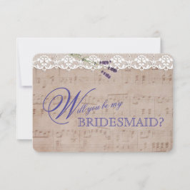 Romantic Music Lavender word my BRIDESMAID Invite Kaart