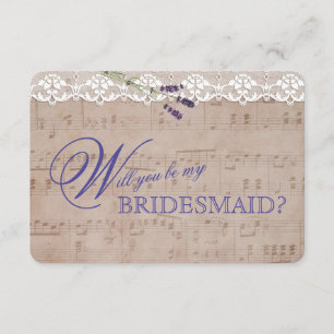 Romantic Music Lavender word my BRIDESMAID Invite Kaart