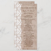 Romantic Music Sheet & Lace Wedding Program Programmakaart (Voorkant / Achterkant)