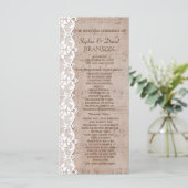 Romantic Music Sheet & Lace Wedding Program Programmakaart (Staand voorkant)