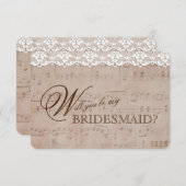Romantic Music Sheet & Lace Wees mijn BRIDESMAID Kaart (Voorkant / Achterkant)