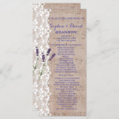 Romantic Music Sheet Lavender Program Custom Programmakaart (Voorkant / Achterkant)